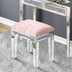 Pink Mirror Diamond Vanity Stool with Velvet Upholstered Seat