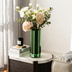 Green Glass Flower Vases for Home Decor, Living Room Decor