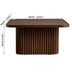 Mesa de centro cuadrada de madera con pedestal y base estriada