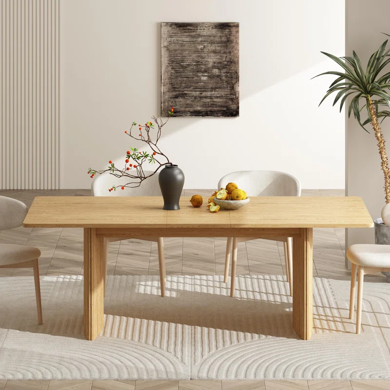 Beige Moderner ausziehbarer Esstisch, rechteckig