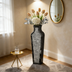 Grey Handmade Crystal Glass Floor Vase 26.8"