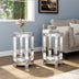 Mirrored End Table with Crystal Inlay, Round Modern Side Table Silver Accent Table
